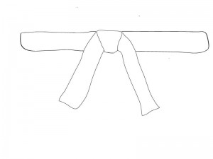 10 Kup: Der weiße Gürtel. Damit fängt alles an. Dieser Gürtel bedeutet, dass der Schüler ganz an Anfang seiner Ausbildung steht. Wer den weißen Gütel trägt, sollte die geltenden Regeln im Dojang beherrschen.